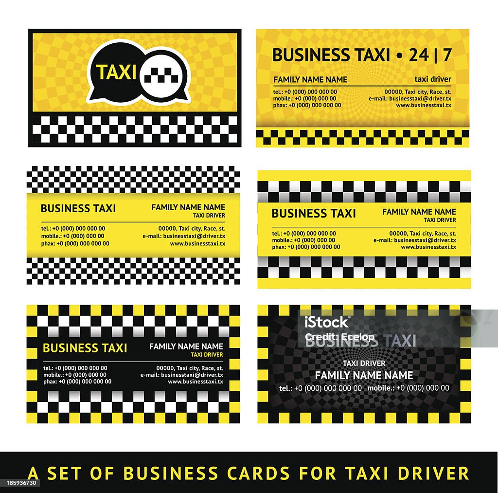 Визитная карточка такси-eighth набор - Векторная графика Бизнес роялти-фри