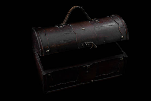 old wooden chest on a black background