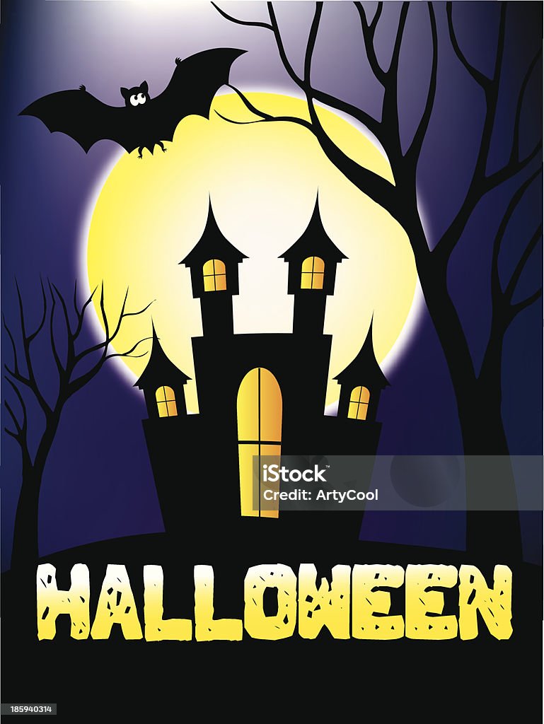 Citrouille d'Halloween de la nuit-Illustration - clipart vectoriel de Arbre libre de droits