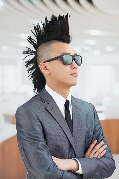 istock Well-dressed young man with Mohawk and sunglasses 185940353