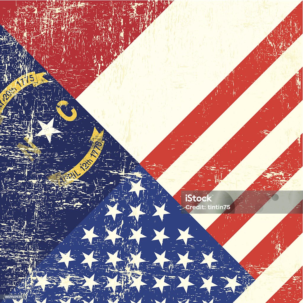 USA et drapeau de grunge de Caroline du Nord - clipart vectoriel de Caroline du Nord - État américain libre de droits