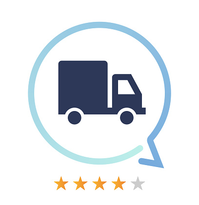 Truck rating and comment vector icon.