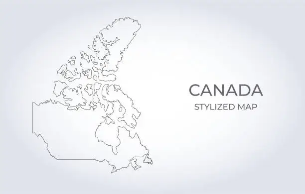 Vector illustration of Map of Canada in a stylized minimalist style