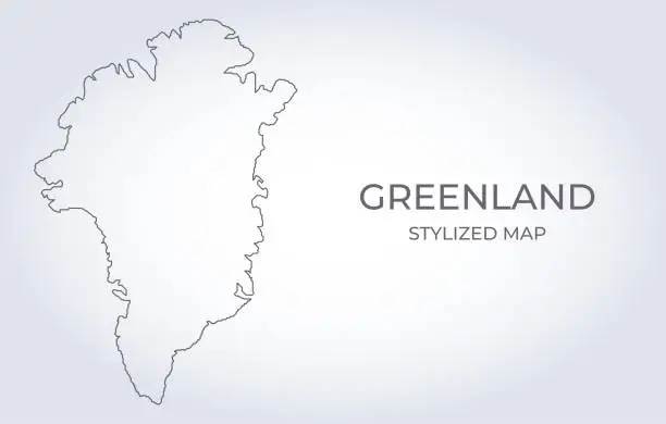 Vector illustration of Map of Greenland in a stylized minimalist style