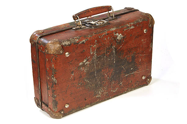 Old Suitcase on white background stock photo