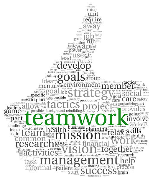 Teamwork concept in word tag cloud stock photo