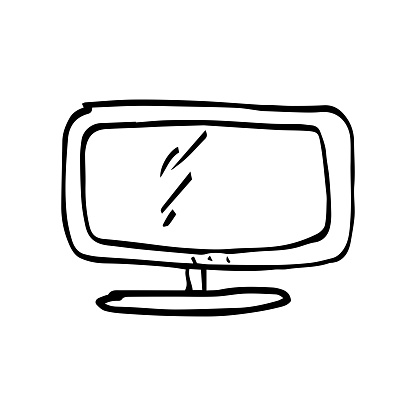 Computer Screen Hand Drawn Vector Illustration Computer Doodle Drawing ...