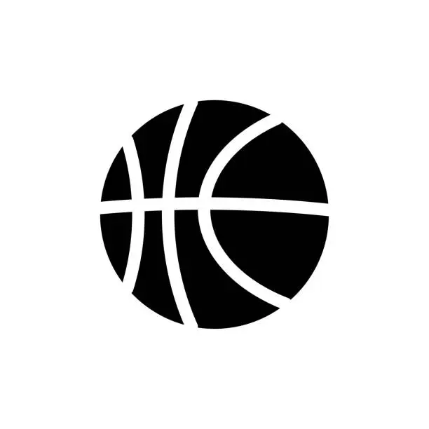 Vector illustration of Basketball Ball Universal Simple Solid Icon. This Icon Design is Suitable for Infographics, Web Pages, Mobile Apps, UI, UX, and GUI design.
