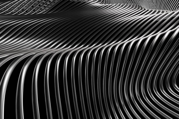 istock Abstract metal background. Silver chrome background stripes 1859490234