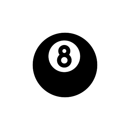 Eight Ball Poll Universal Simple Solid Icon. This Icon Design is Suitable for Infographics, Web Pages, Mobile Apps, UI, UX, and GUI design.