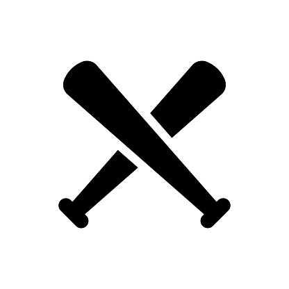 Baseball Bat Universal Simple Solid Icon. This Icon Design is Suitable for Infographics, Web Pages, Mobile Apps, UI, UX, and GUI design.