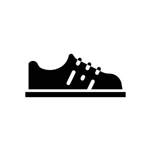 Vector illustration of Sneaker Sports Shoe Universal Simple Solid Icon. This Icon Design is Suitable for Infographics, Web Pages, Mobile Apps, UI, UX, and GUI design.