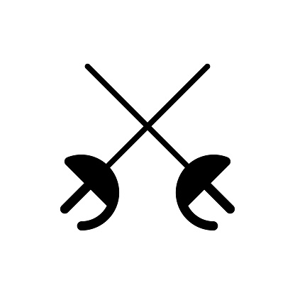 Escrime Sword Universal Simple Solid Icon. This Icon Design is Suitable for Infographics, Web Pages, Mobile Apps, UI, UX, and GUI design.