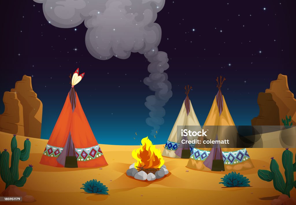 tent house and fire tent house and fire in night sky Blue stock vector