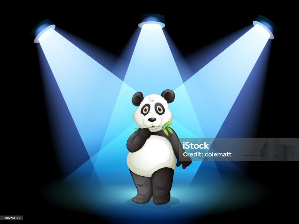Oso panda en el centro del escenario con focos - arte vectorial de Actor libre de derechos