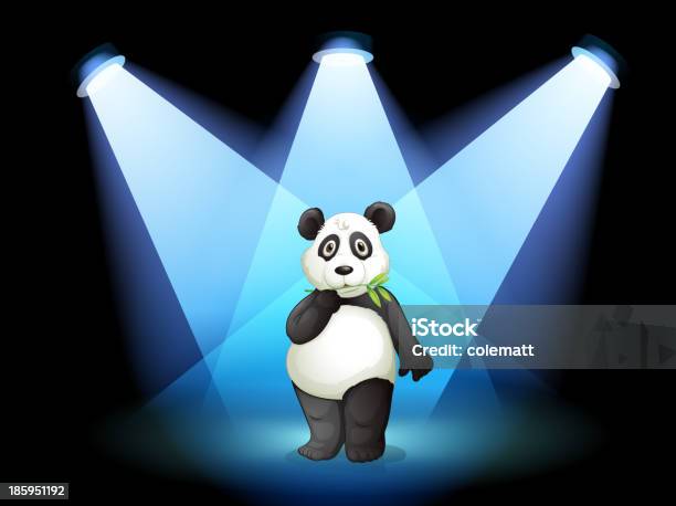 Ilustración de Oso Panda En El Centro Del Escenario Con Focos y más Vectores Libres de Derechos de Actor - Actor, Actuación - Espectáculo, Actuación - Representación