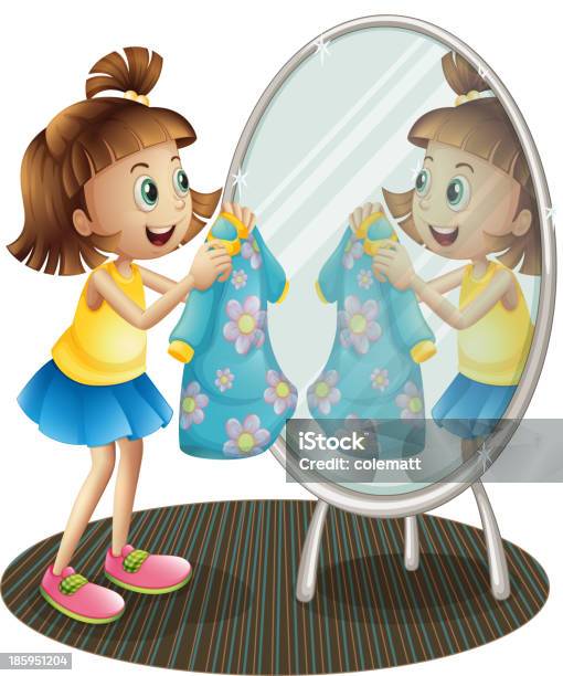 Fille Regardant Dans Le Miroir Avec Sa Robe Vecteurs libres de droits et plus d'images vectorielles de Adulte - Adulte, Bleu, Cassé