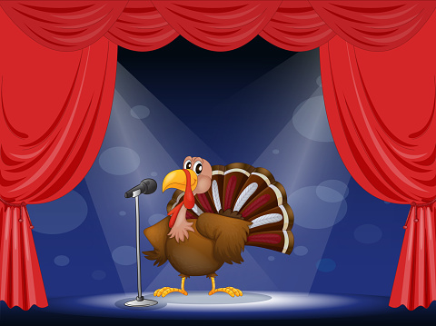 turkey in the center of a stage