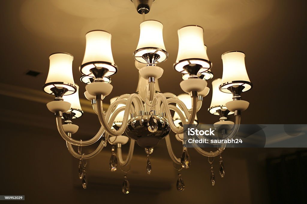 Chandalier Lamp Brightly Lit Stock Photo