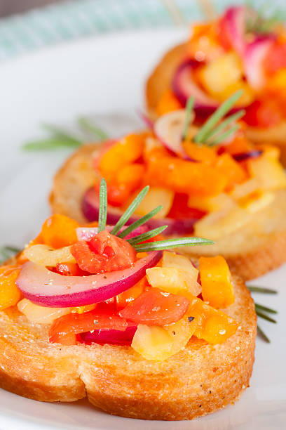 istock Bruschetta with fresh tomatoes and red onion 185952372