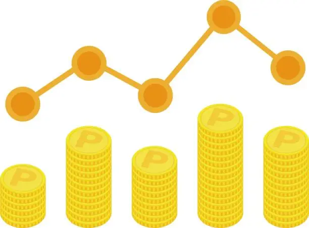 Vector illustration of An upward-sloping graph that can be used for business conditions and the economy / illustration material (vector illustration)