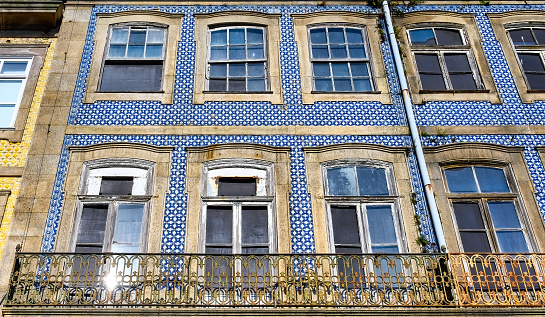 Windows of a house, as an architectural detail of the colonial period in Diamantina, Brazil.