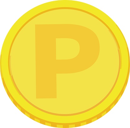golden coin with points written on it / illustration material (vector illustration)