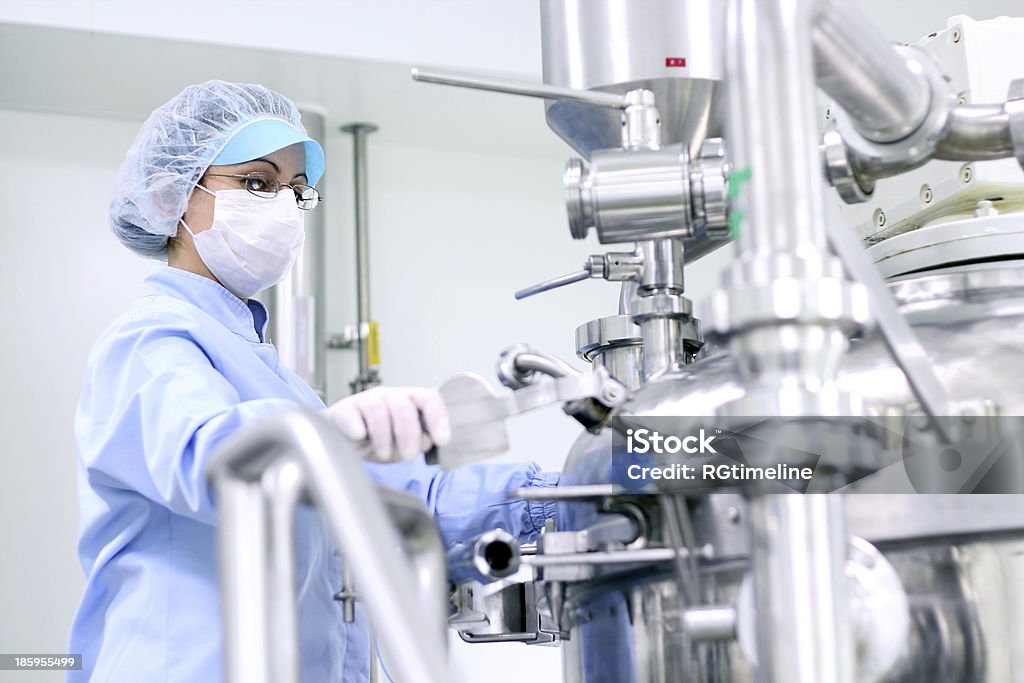 Pharmaceutical Lab Equipment Preparing machine for work in pharmaceutical factory. Medicine Stock Photo