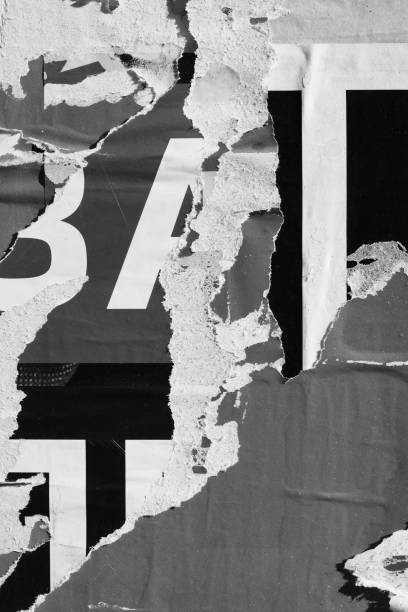 istock Blank white black old ripped torn paper crumpled creased posters grunge textures backdrop backgrounds placard stock photo stock photo 1859558006