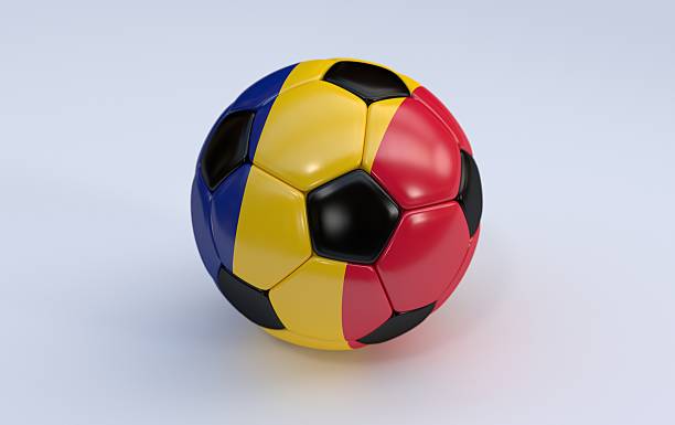 istock Soccer ball with Romania flag 185956377