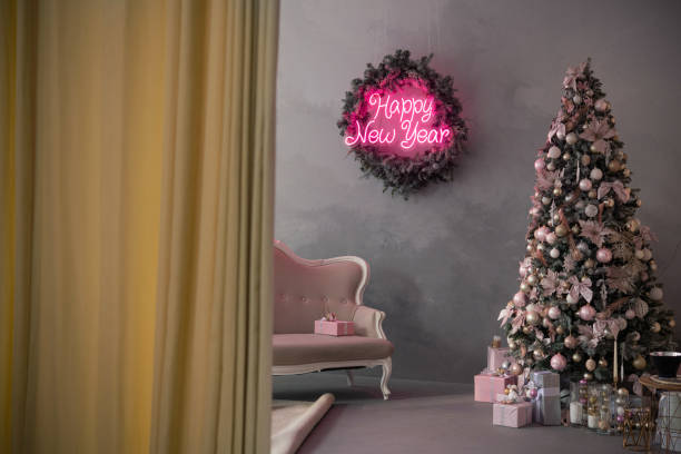 istock Christmas tree and gifts on a background. 1859565258