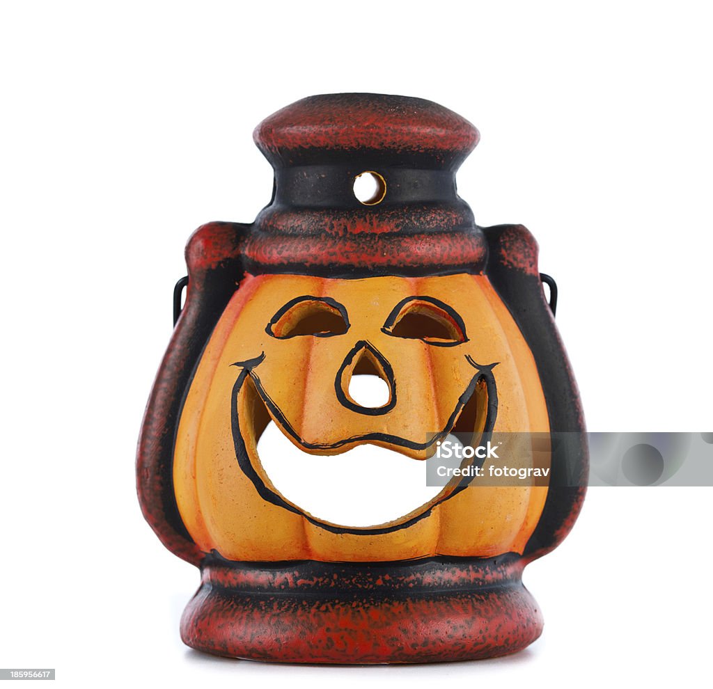 Pumpkin lantern with candle pumpkin lantern with candle inside lit on white background Autumn Stock Photo
