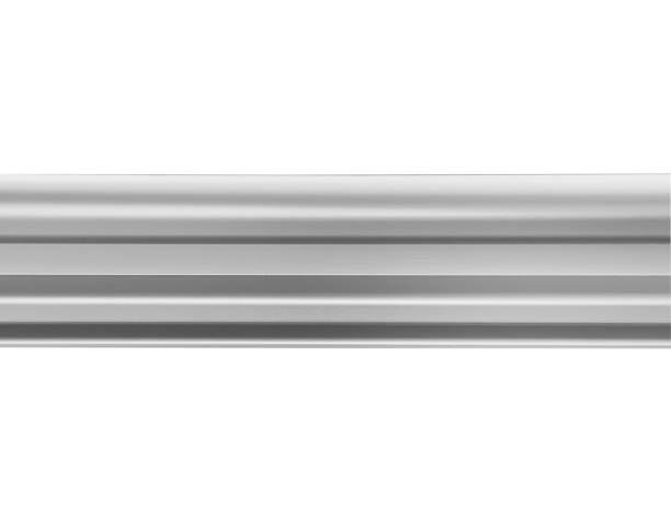 Aluminium profile for windows and doors manufacturing. Structural metal aluminium shapes. Aluminium profiles texture for constructions isolated on white background.