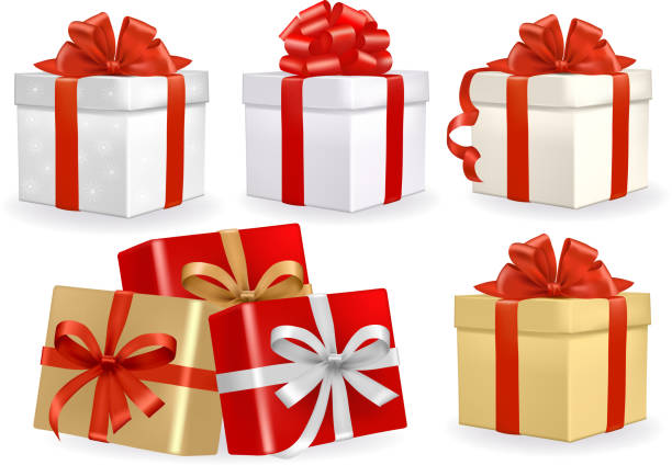 weihnachts-icon-set - weihnachtsgeschenke stock-grafiken, -clipart, -cartoons und -symbole