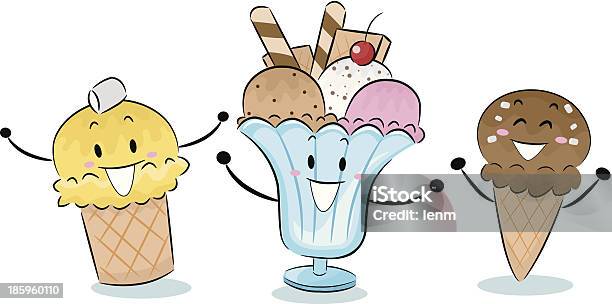 Lody Mascots - Stockowe grafiki wektorowe i więcej obrazów Deser lodowy - Lody - Deser lodowy - Lody, Antropomorficzny, Bez ludzi