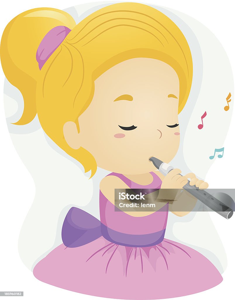 Flauta de rapariga - Royalty-free Atuação arte vetorial