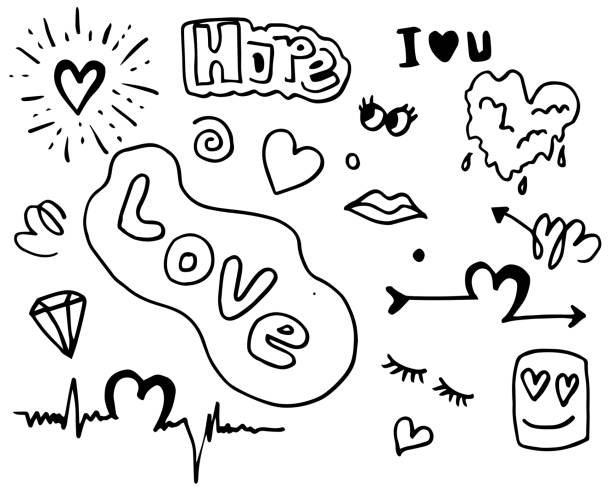istock Set of love. Hand drawing. Doodle style. for your design. 1859602861