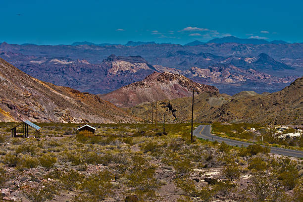 Old Nevada desert highway, Eldorado Canyon, Nelson stock photo