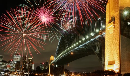 Sydney Harbor Bridge with Fireworks