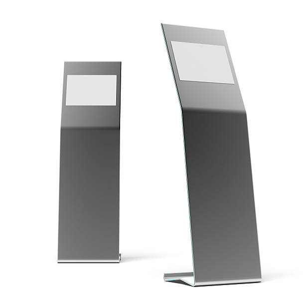istock two white metal advertising stands 185964795