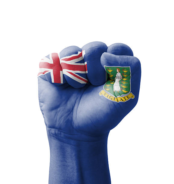 istock Fist of British Virgin Islands flag painted, multi purpose concept 185965100