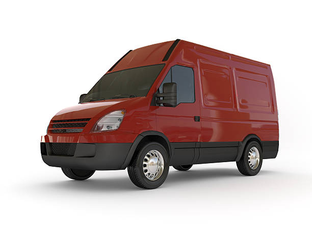 istock Red commercial van on white background. 185965360