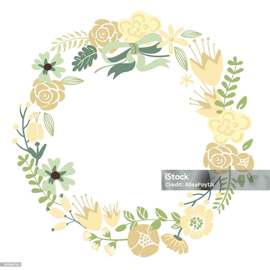 Flowers Floral Frame. Cute retro flowers arranged un a shape of the wreath perfect for wedding invitations and birthday cards Birthday stock vector