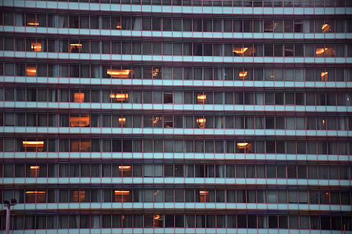 High rise building reflection in Jakarta, Indonesia, detail of high rise buildings in big cities