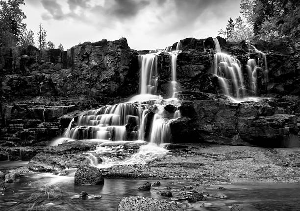 Gooseberry Falls Black and White in the Rain