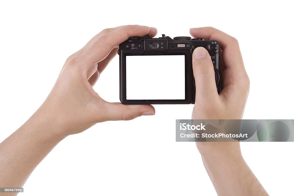 Mani fotografare con una fotocamera digitale - Foto stock royalty-free di Fotocamera compatta