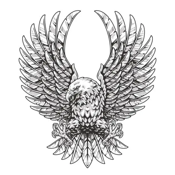Vector illustration of American eagle vintage emblem monochrome