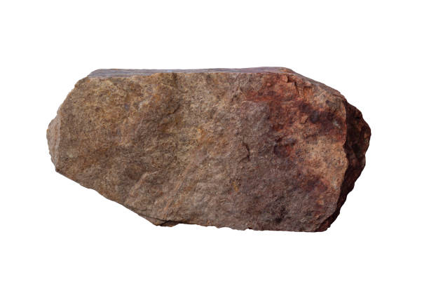 istock Brown stone or rock isolated on white background included clipping path. 1859695022