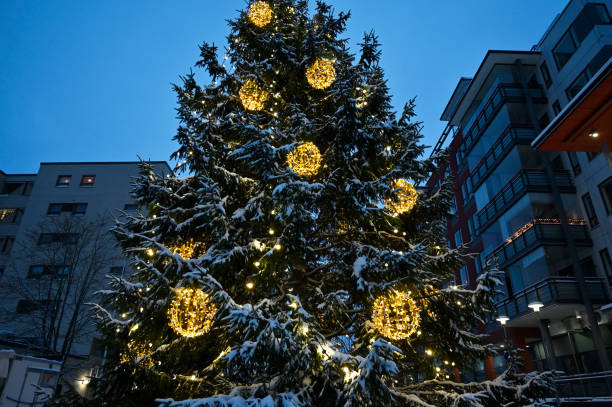 istock Christmas tree outdoors in a small Finnish town 1859702823