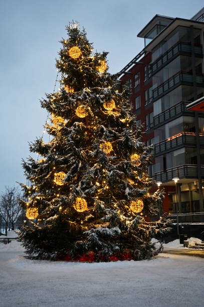 istock Christmas tree outdoors in a small Finnish town 1859702828